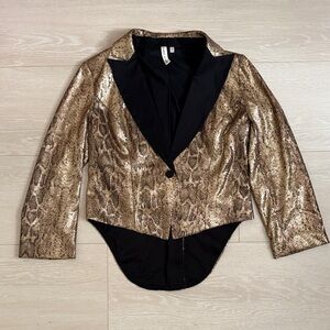 Robbi & Nikki by Robert Rodriguez Metallic Snake Print Blazer